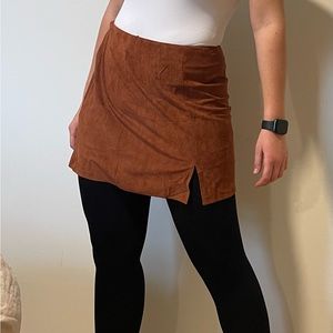 Brown A-Line Mini Skirt